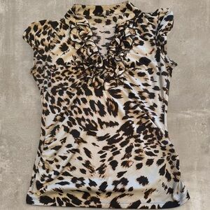 HeartSoul Animal Print Ruffle Blouse